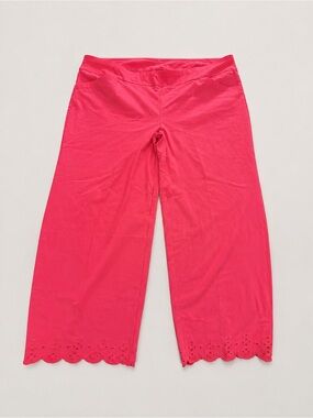Chico's Hot Pink Scalloped Hem Crop Pants